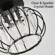 Small Crystal Ceiling Light – 2 Pack Black Metal Semi Flush Mount Chandelier