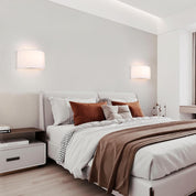 E27 Wall Light with Switch & White Fabric Shade – Semi-Circle Sconce for Bedroom & Living Room