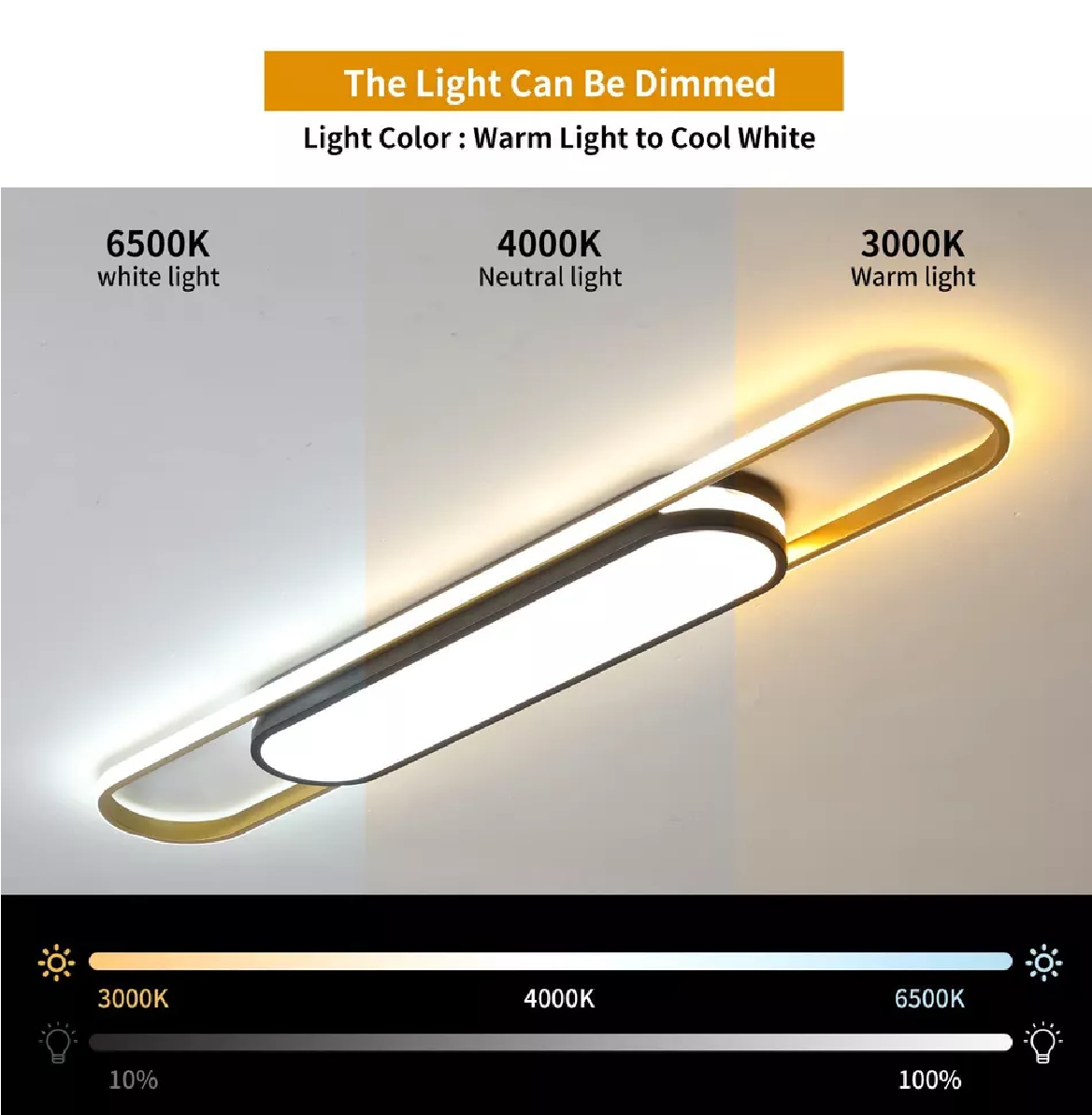 110cm Modern Ceiling Light – Remote-Controlled LED Lighting for Kitchens, Dining Rooms, and Hallways