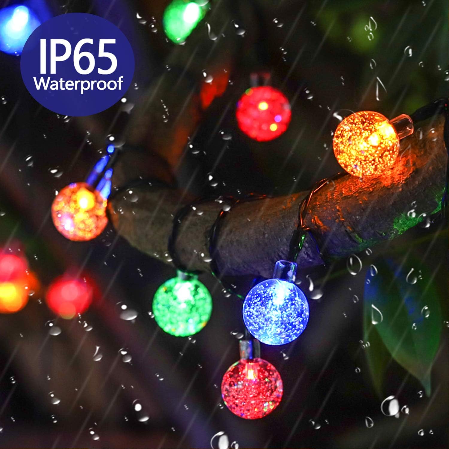 59Ft 100 LED Solar Globe String Lights – Multicolour, Waterproof, 8 Modes