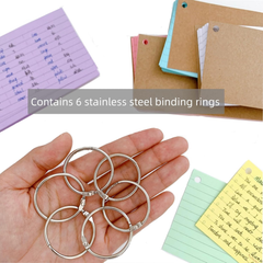 300 PCS Flash Cards 5x3 Inch with 6 Rings – Kraft Paper Revision Note Cards