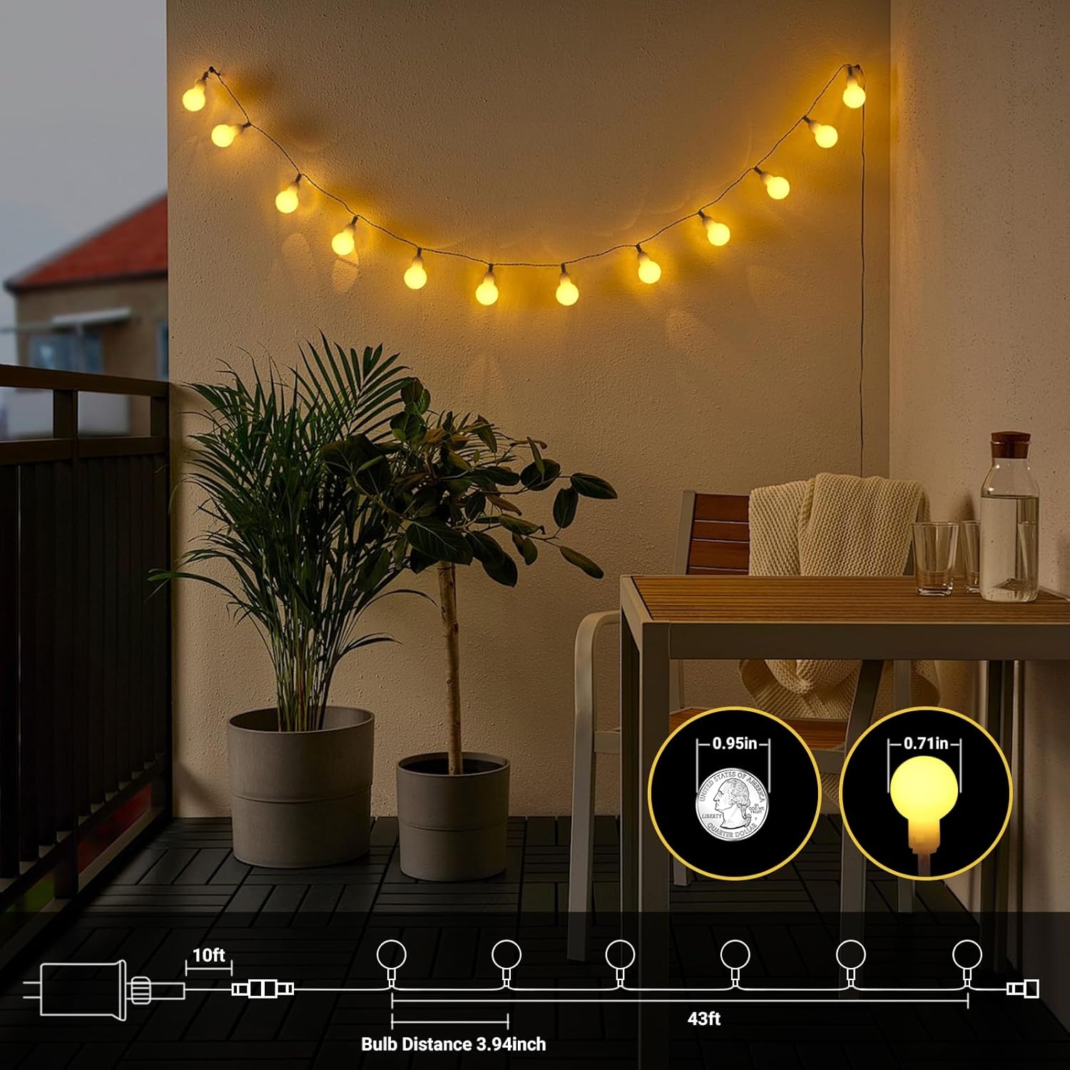 Outdoor Globe Fairy Lights 33ft