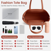 Large Leather Tote Bag for Women – Work & School Handbag with Zipper & Pockets
