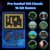 Retro Handheld Game Console with 100 Classic 16-Bit Games, 2.8" Screen, Blue