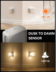 Plug-in LED Night Light with Dusk to Dawn Sensor, Adjustable Brightness, 3000K Warm White (2 Pack)