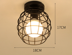 Vintage Ceiling Light Basket Metal Cage Ceiling Lighting, Diamond Cage Ceiling Pendant Light