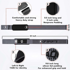 Weight Lifting Straps 60cm – Cotton Gym Wrist Straps with Padded Gel Grip Support