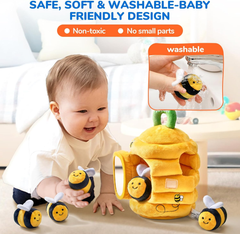 JoyCat Baby Beehive Toy with 5 Sensory Bees – Montessori Gift for Babies 6-12M & Toddlers