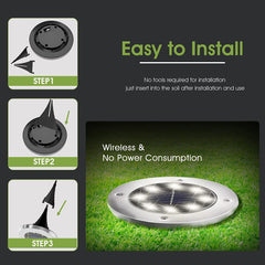 Solar Lights for Outdoor Garden/ Ground, 8 LED 8 Pcs | IP67 Waterproof, Solar Path Lights, - Warm (White)