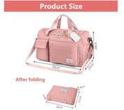 Foldable Duffel Bag – Lightweight Travel, Gym & Weekend Holdall with Wet Pocket, Pink
