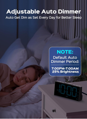 Digital Alarm Clock with Dual Alarms, USB Port, Snooze & 4-Level Brightness