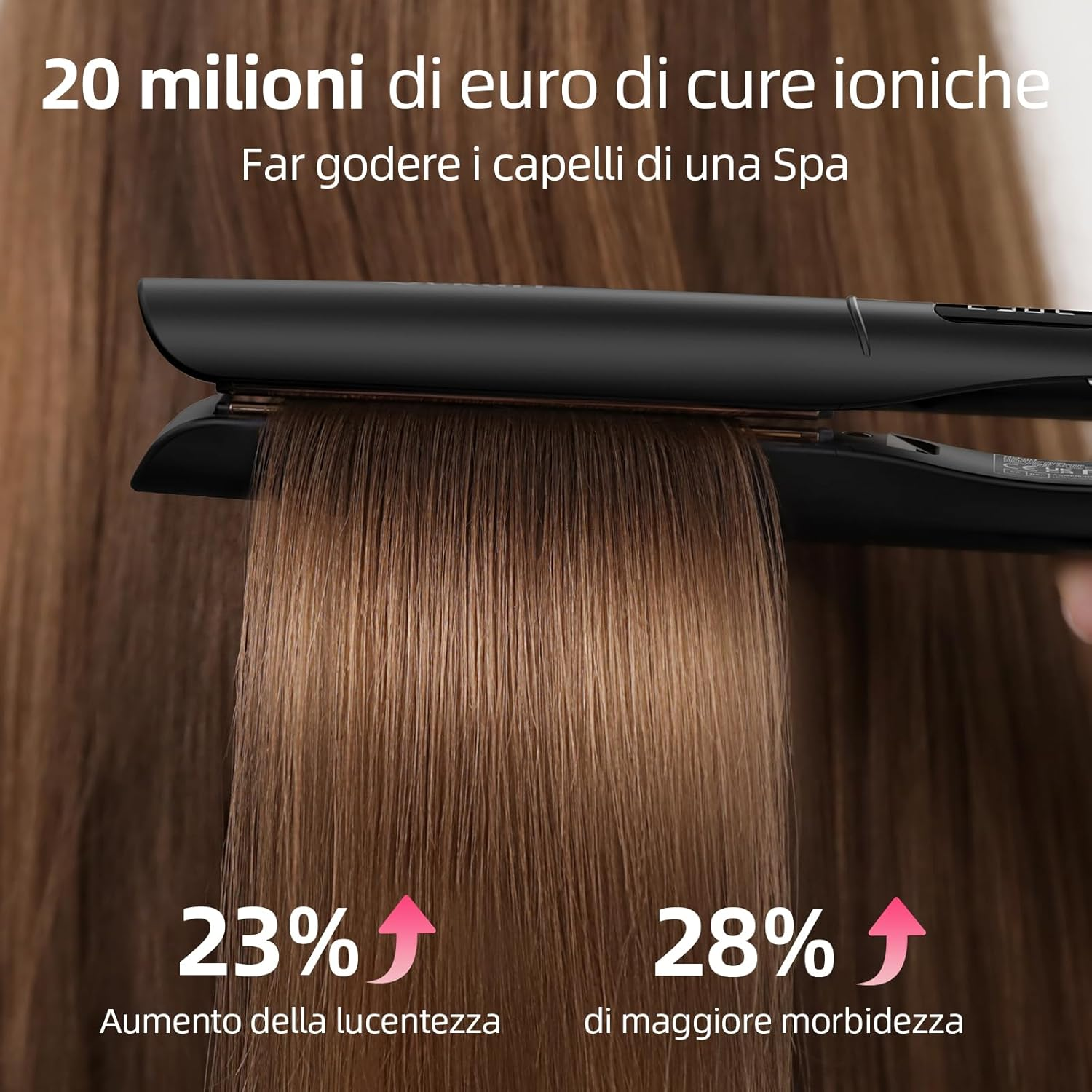 2-in-1 Hair Straightener & Curler – Titanium Plates, Fast Heat, LCD Display, Ionic Flat Iron (Black)