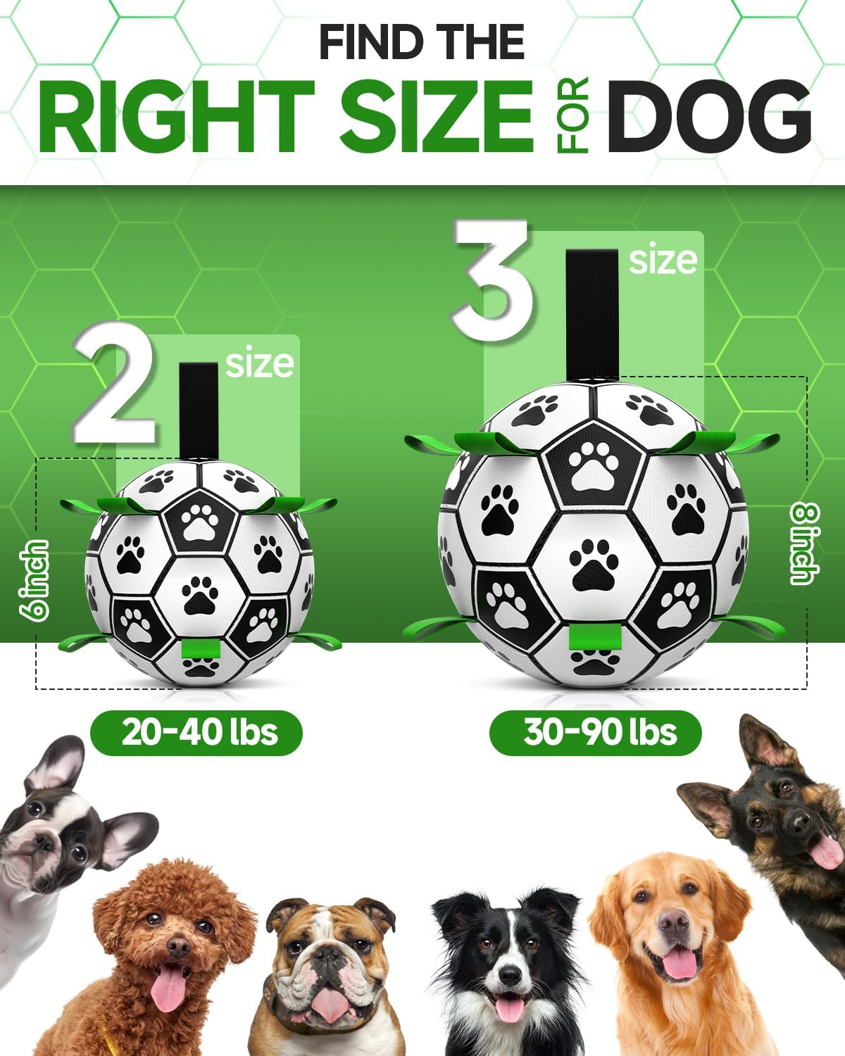 Interactive 6-Inch Dog Football Toy with Webbing, Durable Indoor & Outdoor Ball