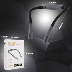 USB Rechargeable LED Reading Light - Round Neck, 3 Brightness Levels for Crafting and Night Reading