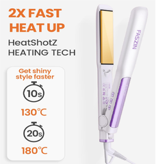 2-in-1 Hair Straightener & Curler – Fast Heating Titanium Flat Iron with 3D Floating Plates (White)