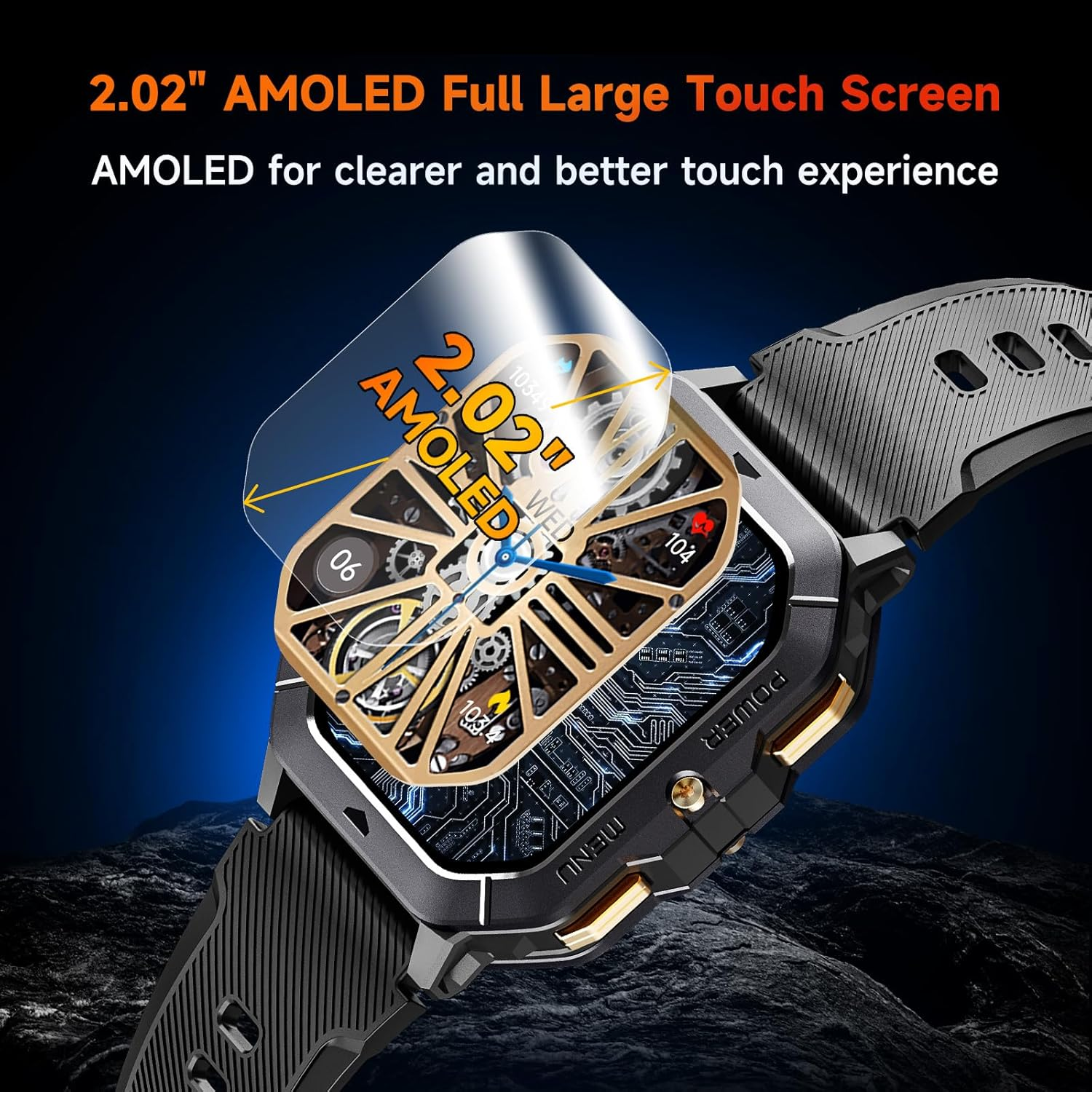Smart Watch for Men 2.02" HD Screen with Call, Fitness Tracker for Android iOS