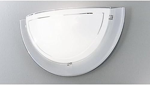 White Steel & Glass Wall Light with E27 Socket