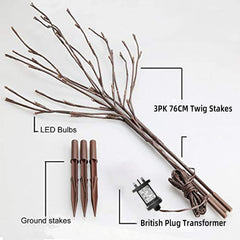 3PK White Birch Twig Lights with 60 LEDs – 76cm