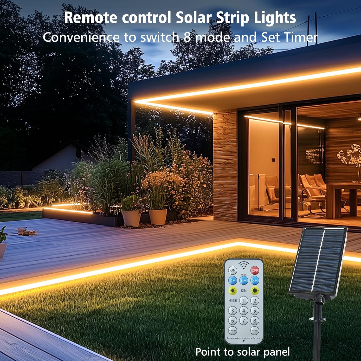 Solar LED Strip Lights – 10M 640 LEDs, Remote Control, Waterproof Outdoor Lighting