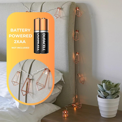 Festive Lights 1.8m Rose Gold Geometric Lantern Fairy Lights with 10 Warm LEDs