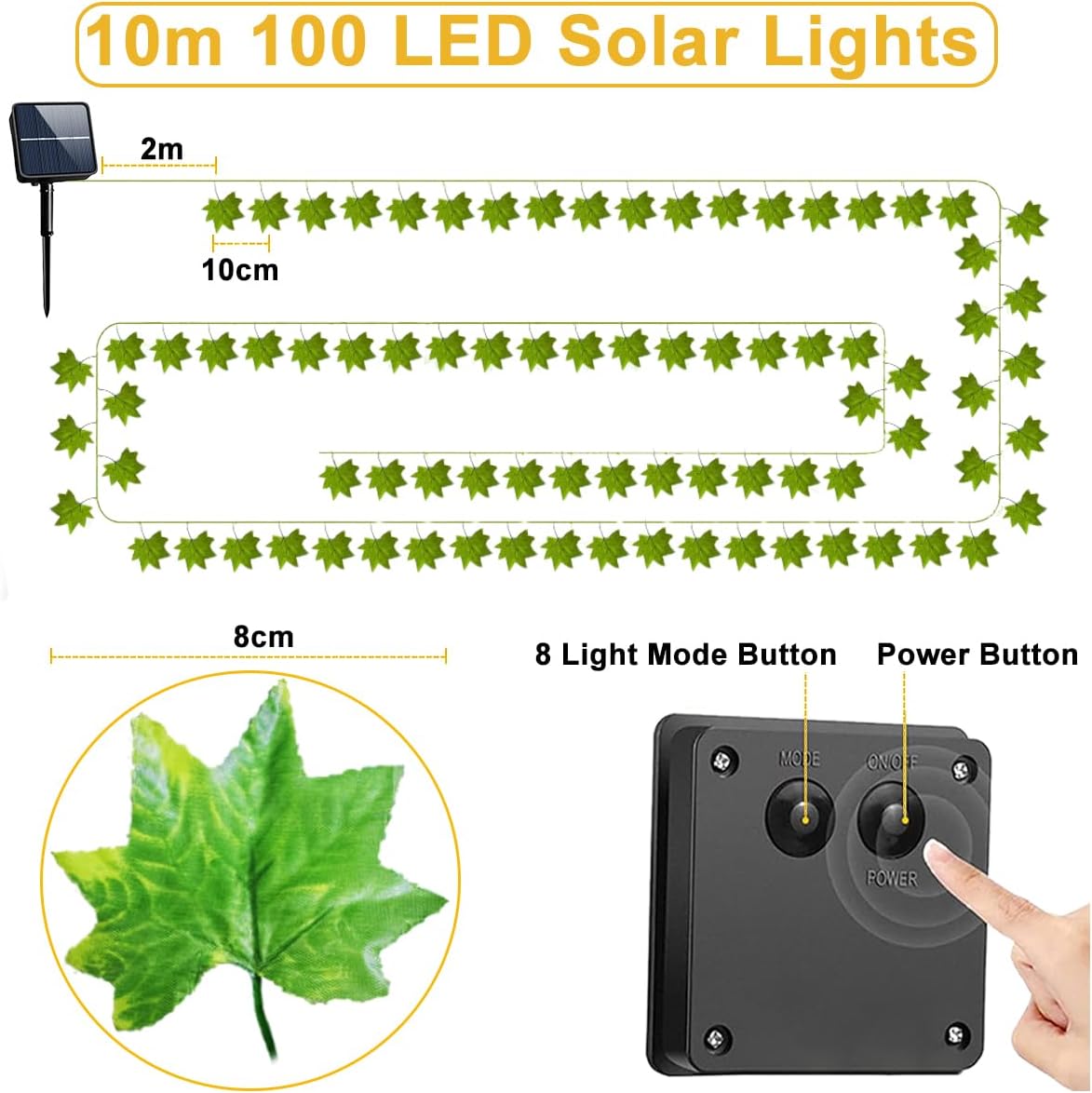 Solar Ivy String Lights – 100 LED Outdoor Garland