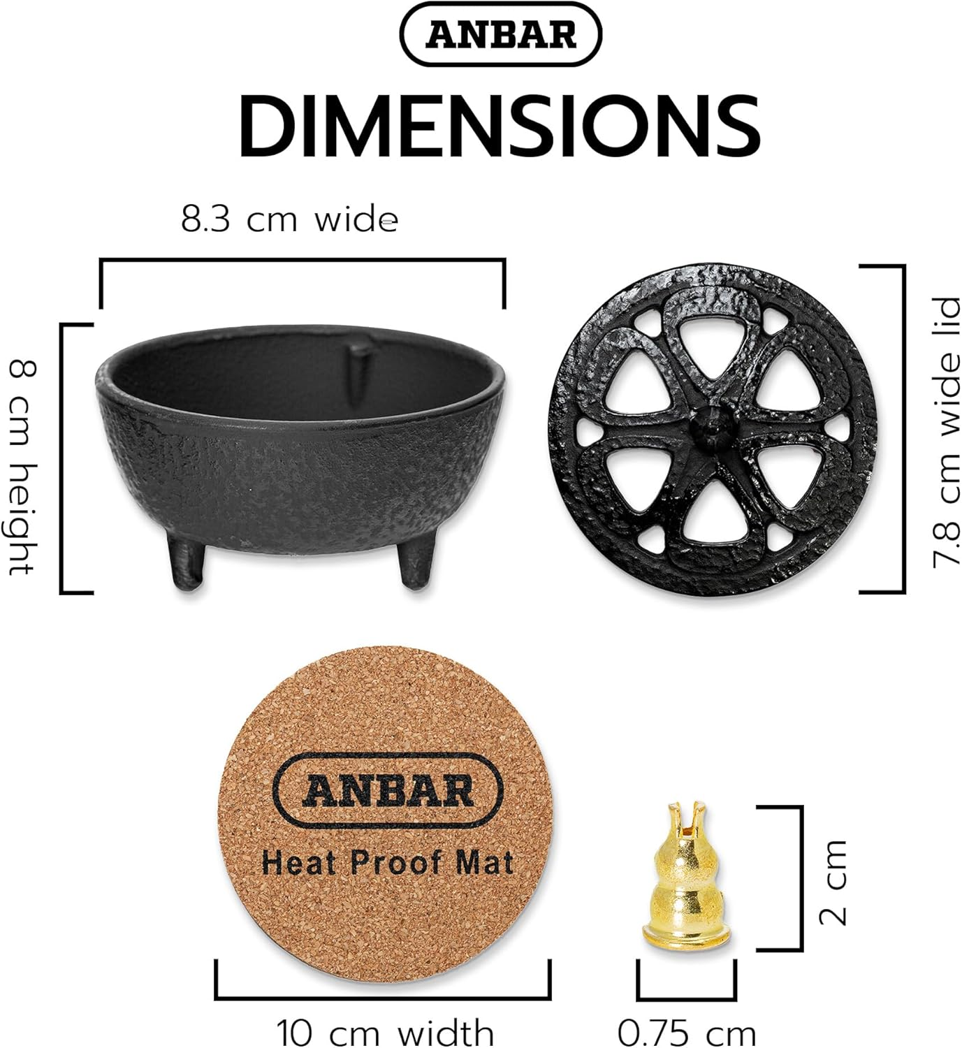 Anbar Lotus Incense Burner – Cast Iron Bowl with Lid for Sticks, Cones & Resin