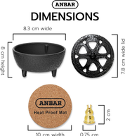 Anbar Lotus Incense Burner – Cast Iron Bowl with Lid for Sticks, Cones & Resin