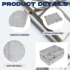 8-Piece Felt Drawer Organizer Set – Eco-Friendly Desk & Makeup Storage Trays (White)