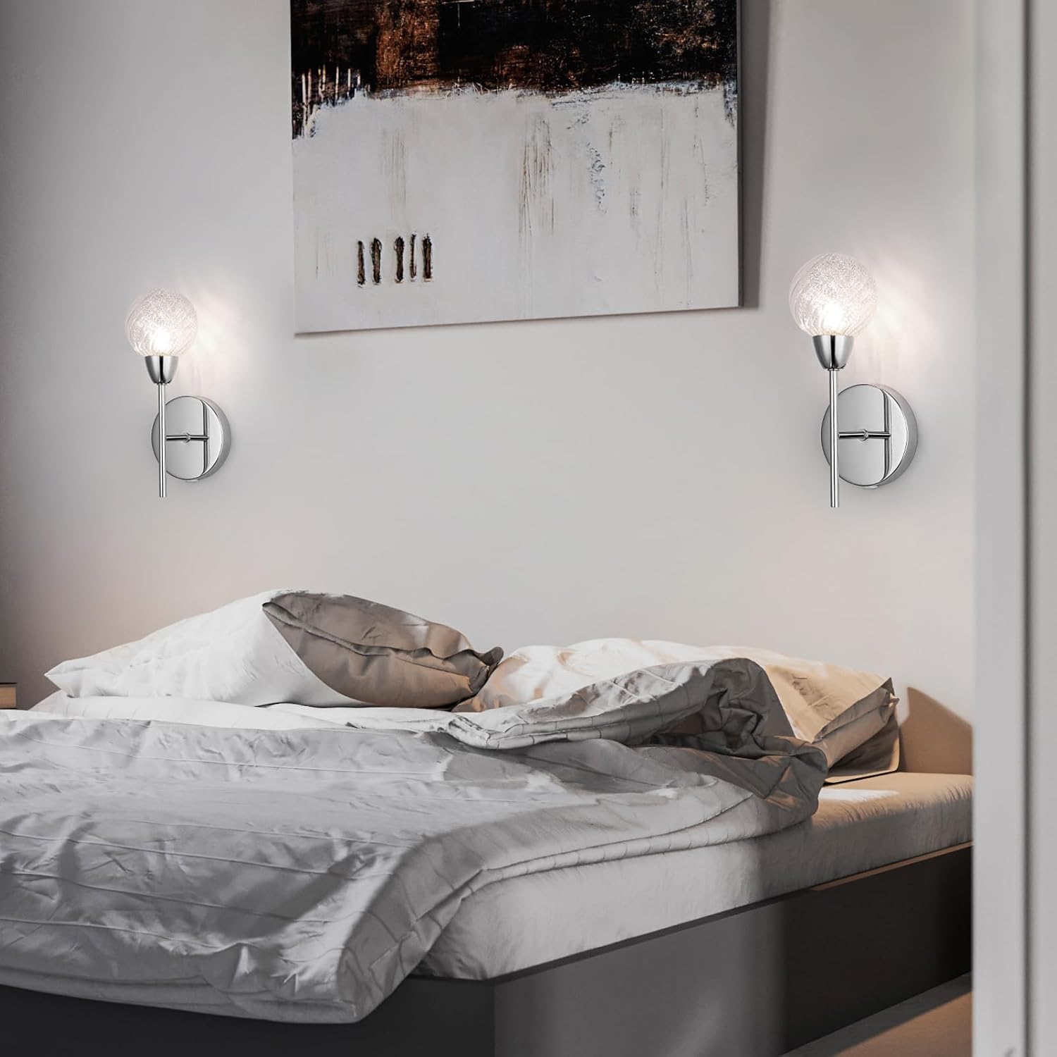 Modern Chrome Wall Lights Set with On/Off Switch