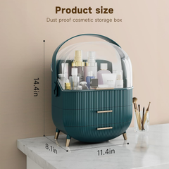 Dustproof Makeup Organizer Box with Lid – Skincare & Jewelry Storage (Green)