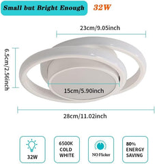 LED Ceiling Lights, 32W 2350LM Lighting Fixture, Dia 28cm Round Modern Design Ceiling Lighting, Cold White 6500K