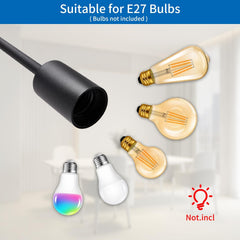 Black 5-Way Semi Flush Ceiling Light with E27