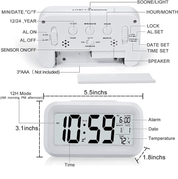 Upgraded Digital Alarm Clock with Temperature, Snooze, Calendar & LED Display