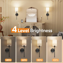 2 Pack Rechargeable Wall Sconces with Remote, 9 Colors Dimmable