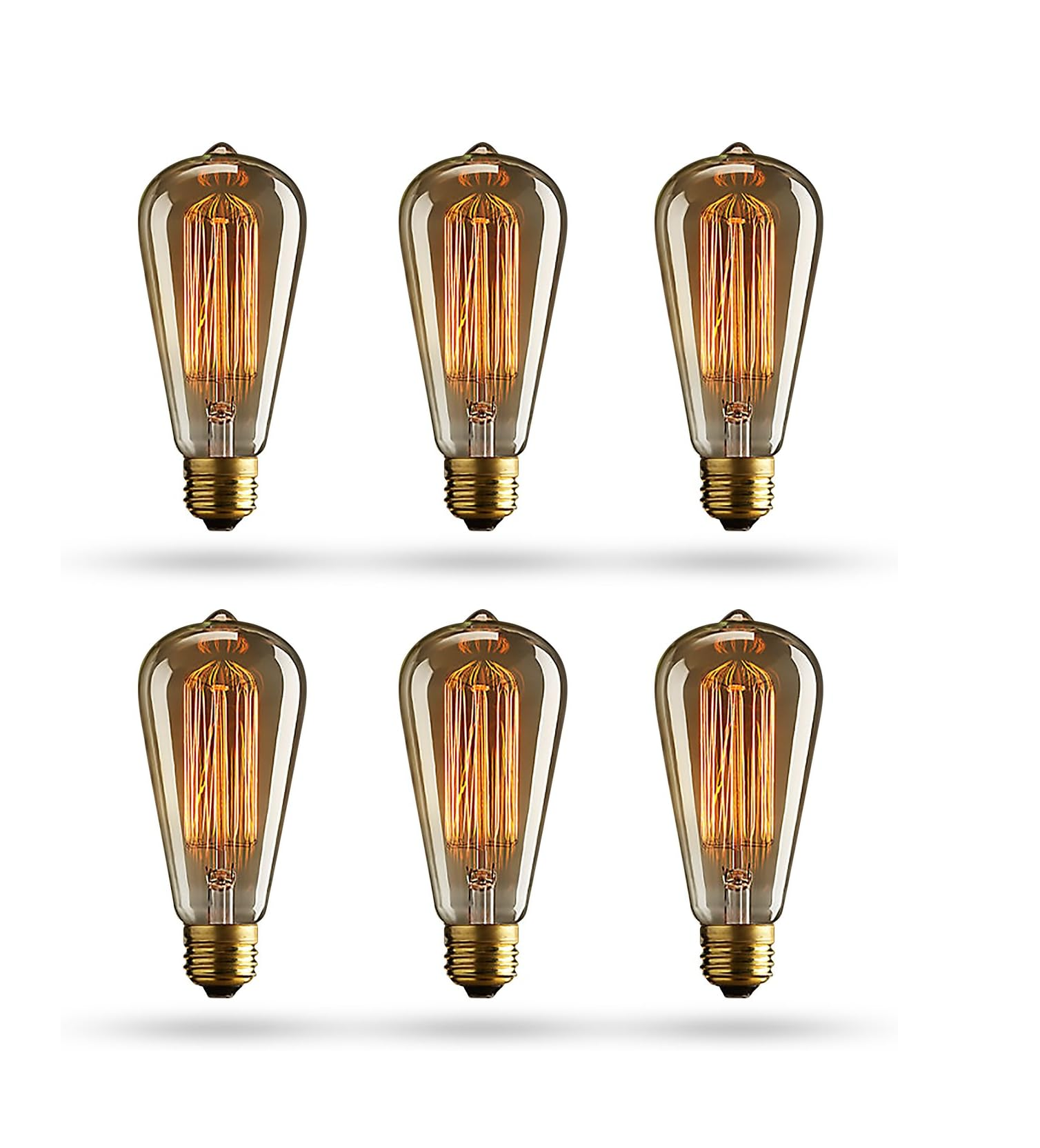 ST64 40W Vintage Amber Glass Bulb (Pack of 6)
