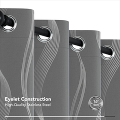 Foil Printed Grey Blackout Curtains – 46x54 Inch Thermal Eyelet Drapes, 2 Panels