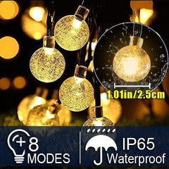 Solar Garden Lights, 60 LED 36ft Crystal Ball String Lights, Waterproof, Warm White for Patio, Yard, Christmas & New Year Parties