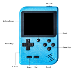 Portable Handheld Game Console with 800 Retro Games, TV Output & 2-Player Mode (Blue)
