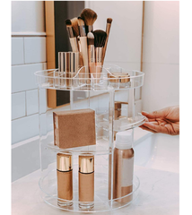 360° Rotating Clear Acrylic Makeup Organizer – Vanity Storage Stand for Skincare & Perfume