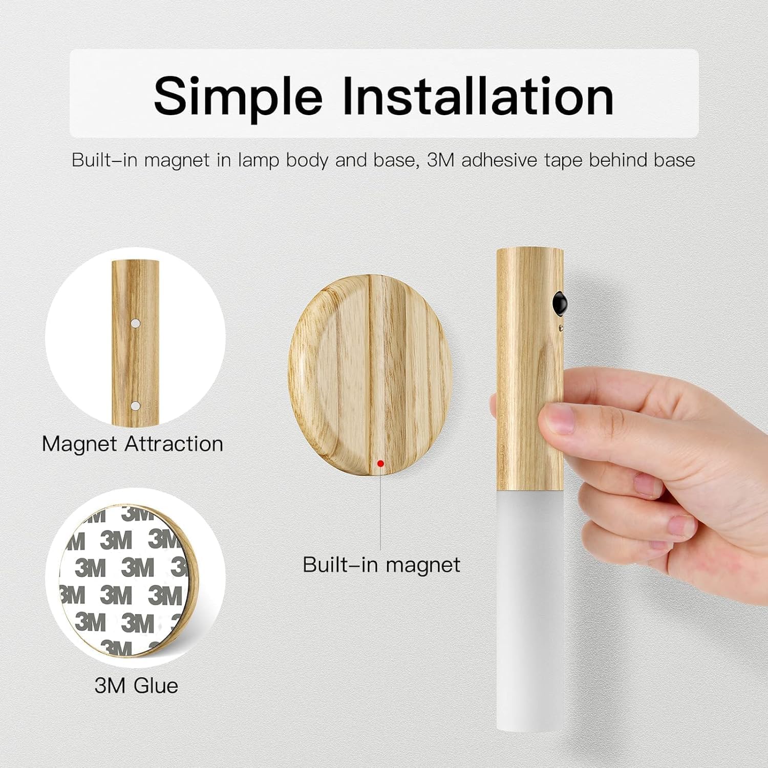 Rechargeable Motion Sensor Night Light with Magnetic Base, 2 Pack