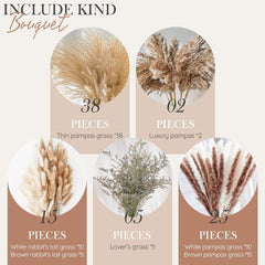 85Pcs Dried Pampas Grass Artificial Decorative Flowers