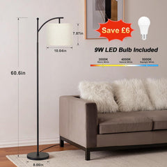 Modern Gold Standing Lamp with Adjustable Shade & Bulb