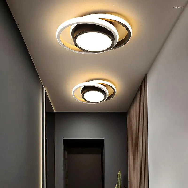 Modern Double Circle LED Ceiling Light – Black Dimmable Chandelier Ceiling Lamp for Living Room, Bedroom & Home Decoration