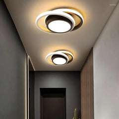 Modern Double Circle LED Ceiling Light - Black Dimmable Chandelier for Living Room, and Bedroom