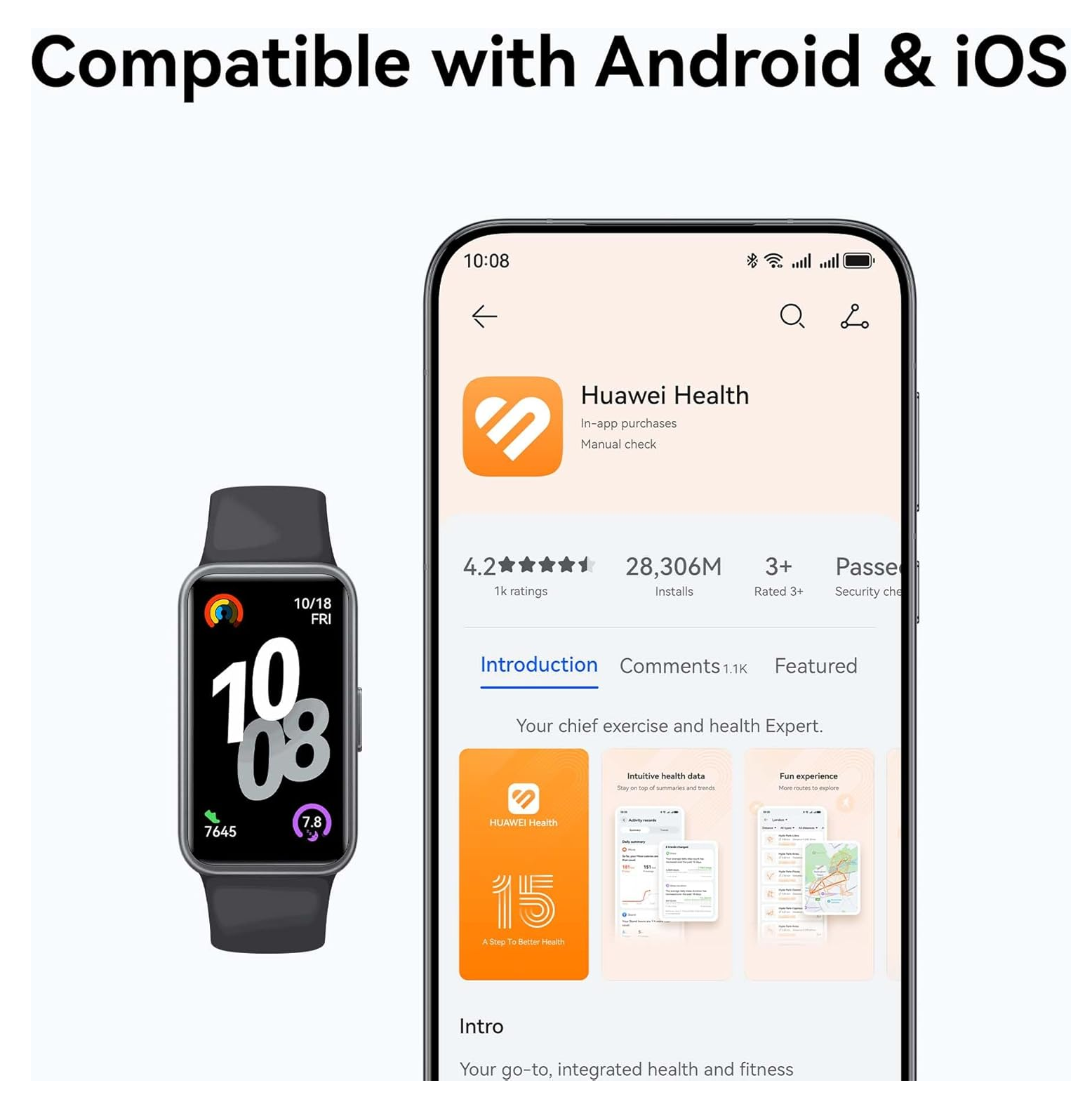 Smartwatch 14-Day Battery, AI Fitness Tracker, Sleep & HRV Monitor, Black