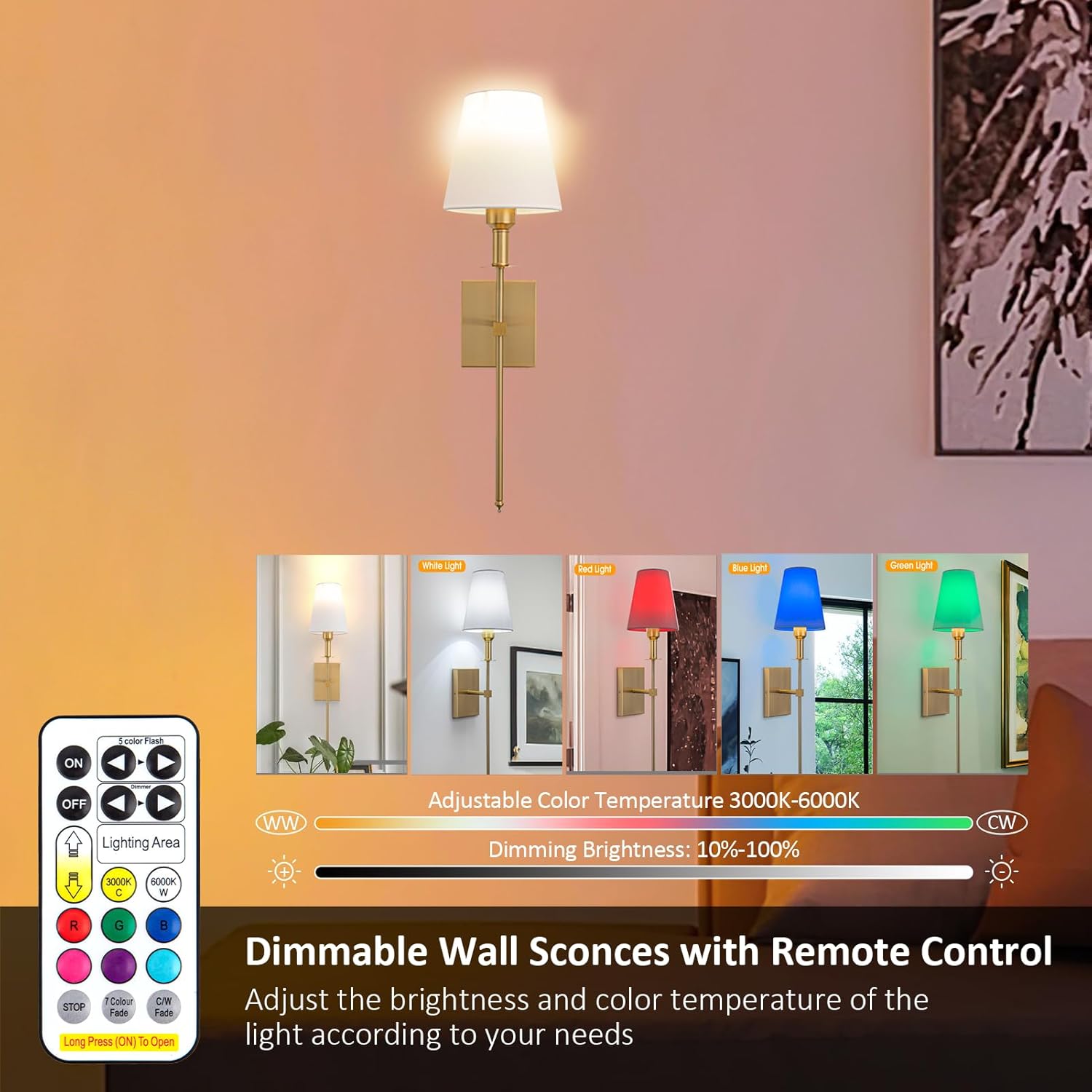 Set of 2 Gold Rechargeable Wall Lights