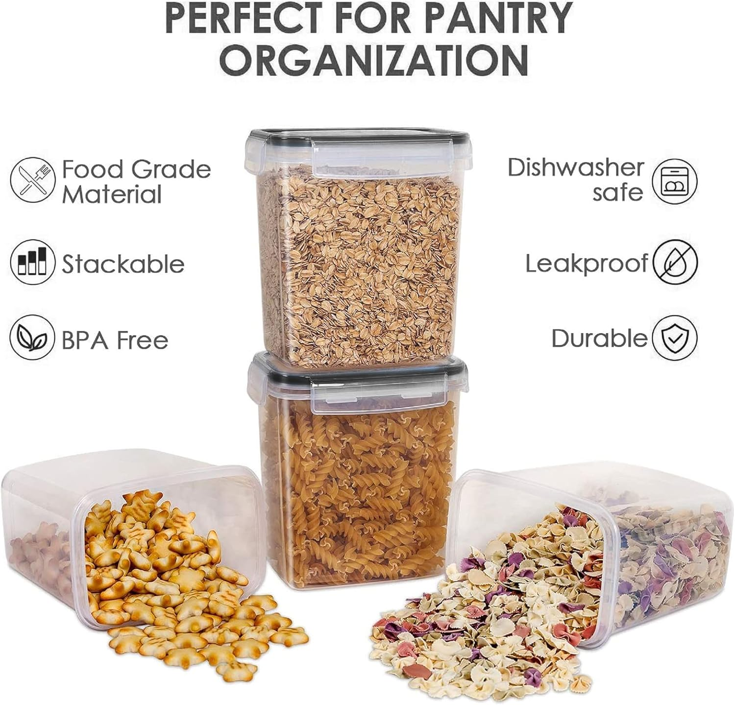 24-Piece Airtight Food Storage Container Set – BPA-Free Plastic Kitchen Canisters with Labels, Black