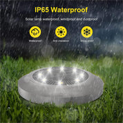 8-Pack Solar Disk Lights, Bright White Outdoor Pathway Lamps