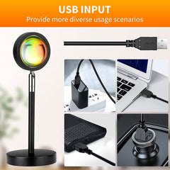 Sunset Projection Lamp - LED Romantic Mood Light for Photography, Selfies, USB Charging