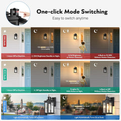 Porch Light Outdoor with Motion Sensor, Dusk-to-Dawn Black